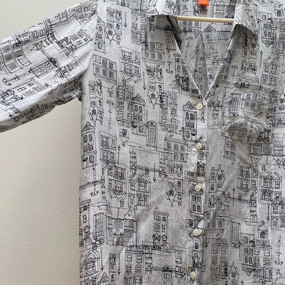 JOE FRESH - Silk City Scape Button Down Blouse - Picture 5 of 5